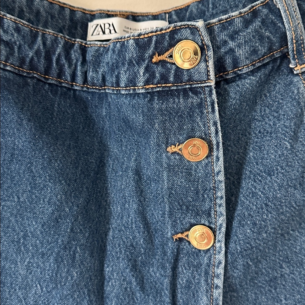 Zara Asymmetrical Denim Skort - Picture 2 of 4